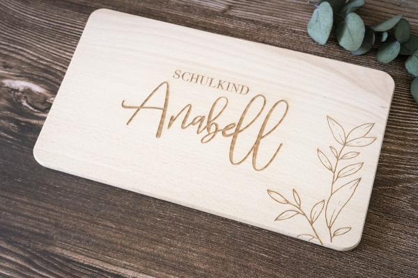 Schneidebrett / Frühstücksbrett Wunschtest / Floral -personalisiert-